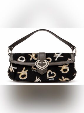 XOXO Y2K Black Gold Heart Monogram Baguette Shoulder Bag McBling